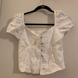 White Puff Sleeve Top